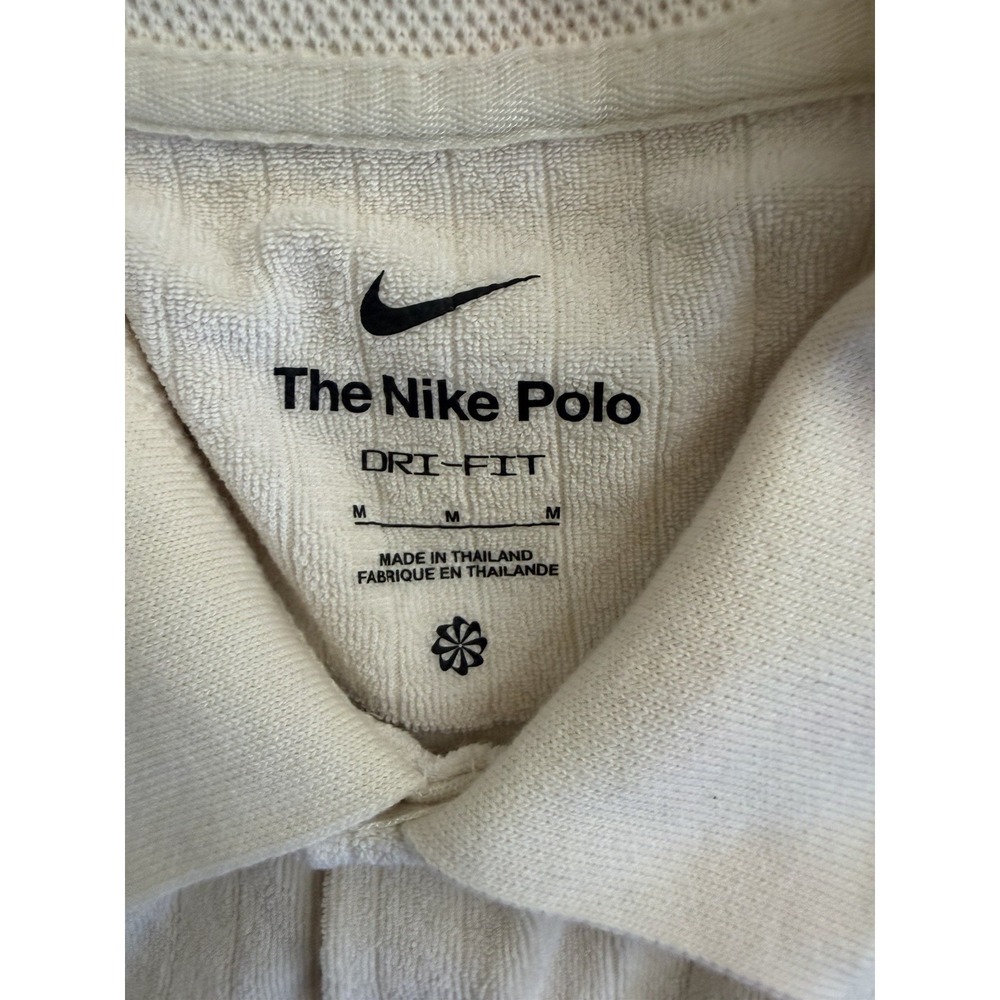 Nike Dri-FIT Polo Shirt Men's Medium White Ribbed Golf Casual Short Sleeve - Picture 3 of 4